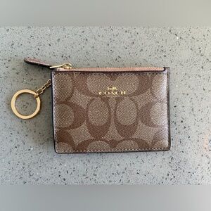 COACH Skinny ID in Tan Signature Canvas with Gold Accents